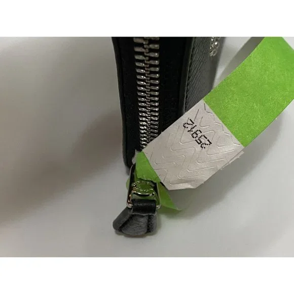 COACH BLACK LEATHER Accordion Zip Wallet w/Studded Coach Script + TISSUE PAPER - Picture 16 of 16